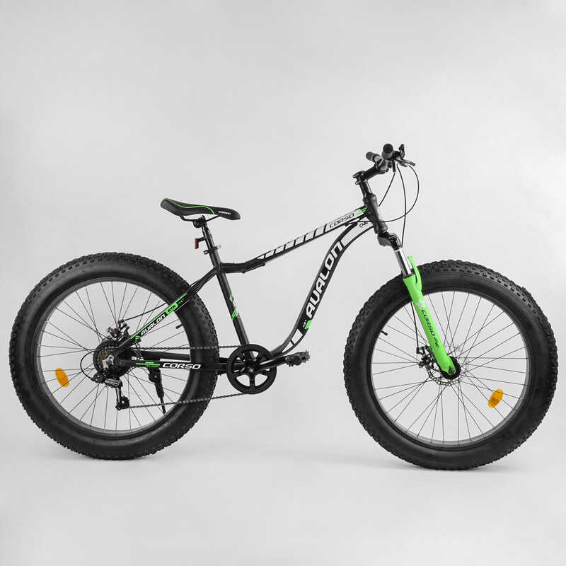 Picture of Велосипед Спортивний CORSO «Avalon» 26" дюймів 95583 (1) ФЕТБАЙК, рама алюмінієва, обладнання Shimano 7 швидкостей, зібраний на 75%