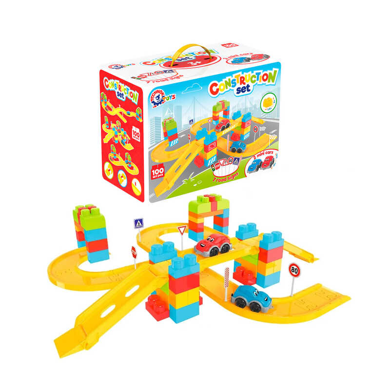 Picture of гр Конструктор 8324 (3) "Автомагістраль", "Technok Toys", 100 деталей, 7 дорожніх знаків, 2 машинки, в коробці