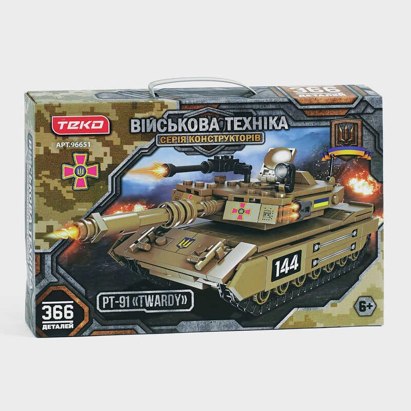 Picture of Конструктор "Військова техніка" 96651 (24) 366 деталей, "Teko", танк PT-91 “TWARDY”, рухомі елементи, в коробці